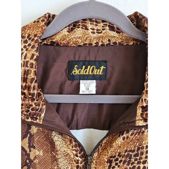 Vintage Nylon Bomber Jacket Snakeskin Pattern Gold Brown 90s Y2K Hip Hop Womans - Picture 5 of 15